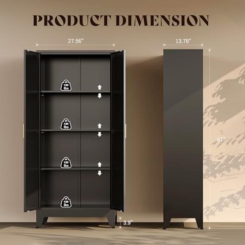 61" H Metal Storage Cabinets,Garage Cabinet,Broom Closet Storage Cabinet,Blue Storage Cabinets,Utility Cabinet