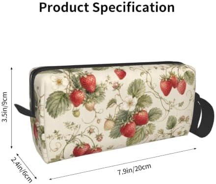 Strawberry Small Makeup Bag, 600D Oxford Cosmetic Pouch for Women | Strawberry Cosmetic Bag, Double-Sided Printed Toiletry Pouch with Foam Padding for Women, Travel, Gym, Weekend and Daily