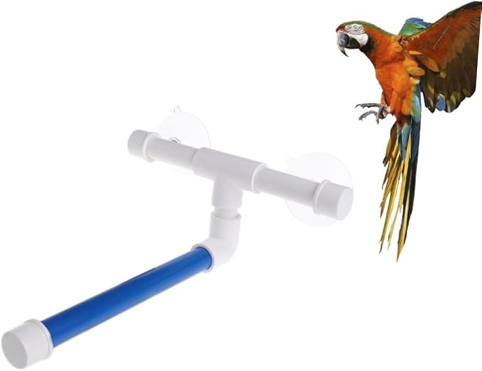 LIOOBO Bird Shower Stand Suction Cups Portable Parrot Perch for Bathing Wall-Mounted Bird Bath Stand Toy for Parrots