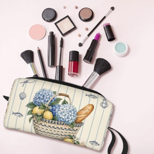 Coastal Small Makeup Bag, 600D Oxford Cosmetic Pouch for Women | Coastal Cosmetic Bag, Double-Sided Printed Toiletry Pouch with Foam Padding for Women, Travel, Gym, Weekend and Daily Use