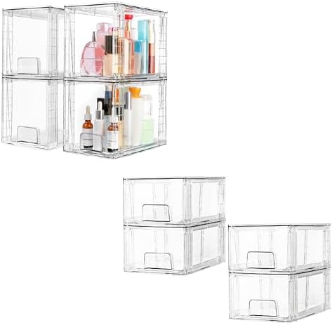 Vtopmart 4 Pack 7" and 4 Pack 4.4" Clear Assemble Storage Drawers
