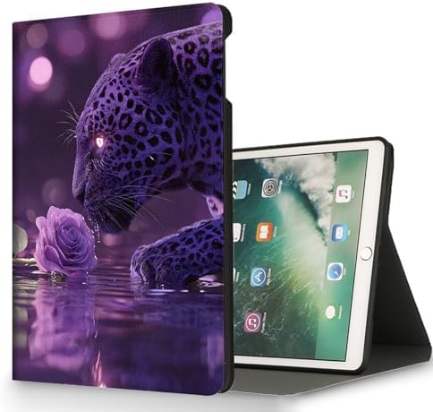 for Microsoft Surface Go 4/3/2/1-10.5" 2021 Tablet Case,Auto Wake/Sleep,Adjustable Stand Protective Cover - Purple Leopard Rose