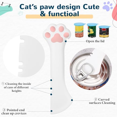 Uiifan 8 Pcs Cat Food Can Covers Lids Set, Silicone Pet Food Can Lids with Multi-Function Cat Foods Spoon and Opener, Silicone Wet Foods Spoon for Cats and Dogs(Blue)