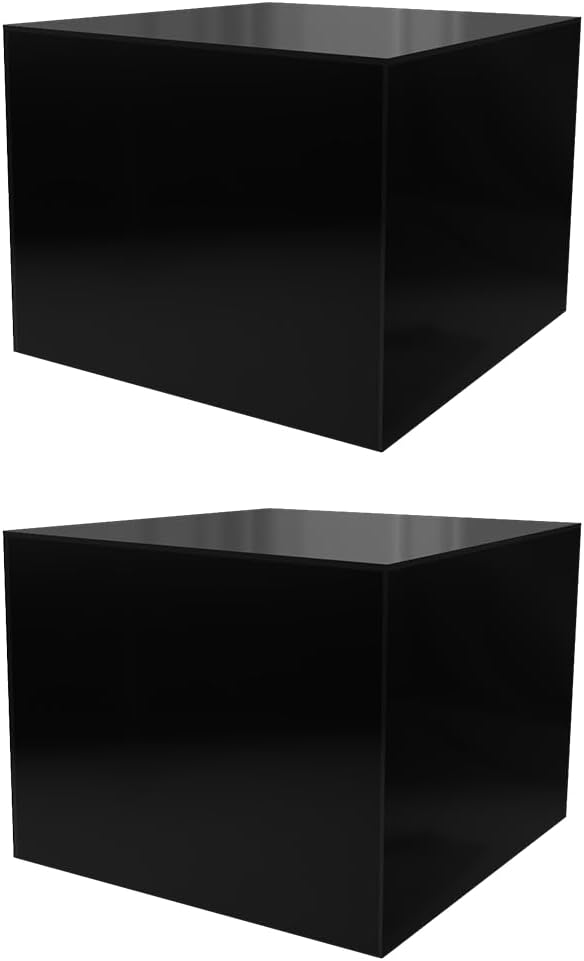 2 Pack Acrylic Box Display Riser 12 x 12 x 9 Inch Black Storage Caddy with One Open Side No Lid Retail Product Riser or Versatile Square Plexiglass Small Merchandise Bin by Marketing Holders