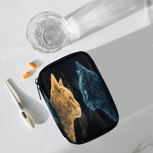 Pill Organizer Box Black cat Animal 7-Day Weekly Medicine Pill Case Travel Pill Container Portable Pill Holder Storage Purse Bag Small Compact Size for Vitamin Supplement Birth Control