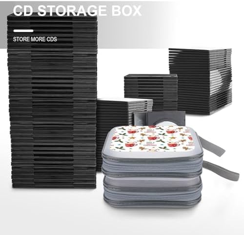 Portable CD/DVD Holder Cute Gingerbread Have A Sweet Christmas, 40-Capacity Hard Case with Zipper, Protective Storage Binder for Music Movies Game Discs