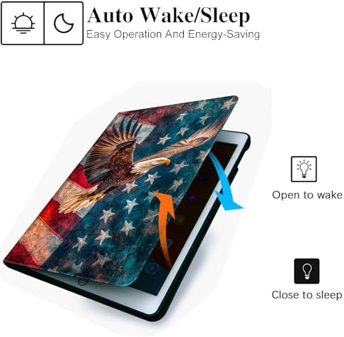for Microsoft Surface Pro 8-13" 2021 Tablet Case,Auto Wake/Sleep,Adjustable Stand Protective Cover - American Flag Eagle