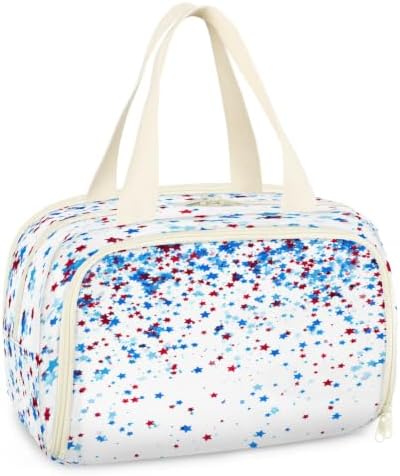 Red Blue Stars Travel Toiletry Bag for Women