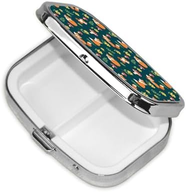 Outdoor Pill Box Rugged Medicine Case Waterproof Supplement Organizer Backpacking Gear, Summer Leaves Flowers Floral Foxes