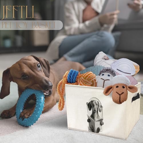 Funny Weiner Dog Bathroom Storage Bins Box, Dog Bathroom Decor, Dachshund Lovers Gifts Storage Basket Laundry Hamper with Handle for Bath Room Clothes Vanity Undersink Home Organization
