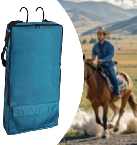 kowaku Bridle Bag,with 3 Prong Tack Rack Spacious Organizer Horse Tack Carry Bag, Horse Bridle Bag, for Harness, Bits, Headstalls, Blue