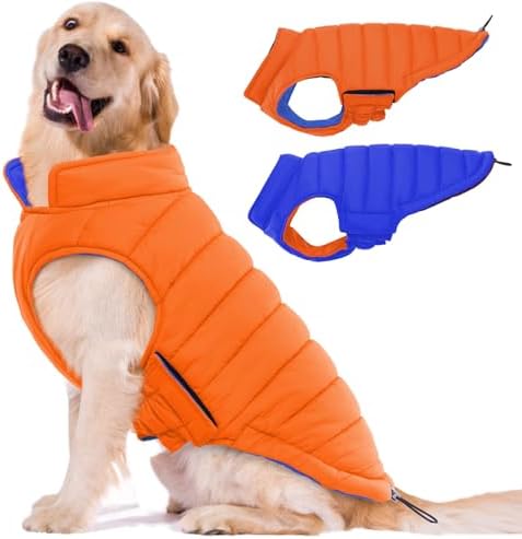 Lelepet Reversible Dog Coat Windproof Dog Puffer Jacket Lightweight Vest