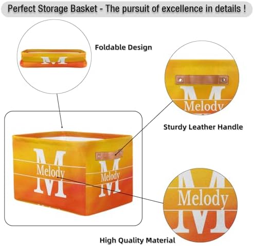 Personalized Storage Bins, Initial Letter Gradient Yellow Orange