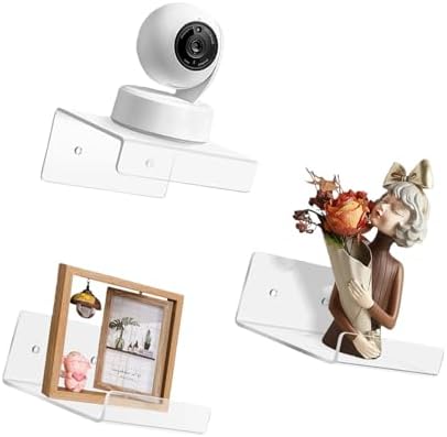 Pack of 3 Wall Mount Shelves for Security Cameras Remote Controls Modern Organization Living Room Bathroom Storage Solut