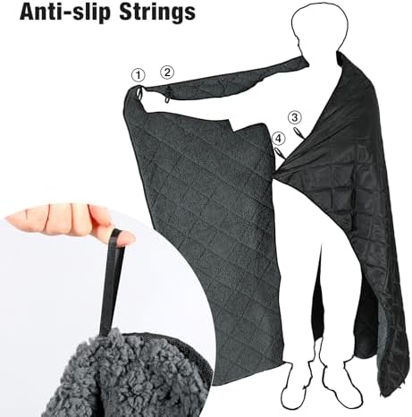 REDCAMP Large Camping Blanket with Sherpa Lining, Black 71"x59" | Cold Weather Warm Thick Outdoor Blanket Comfy Foldable & Windproof for Camping Stadium,Car,Picnics,Pet,Trip,Machine Washable