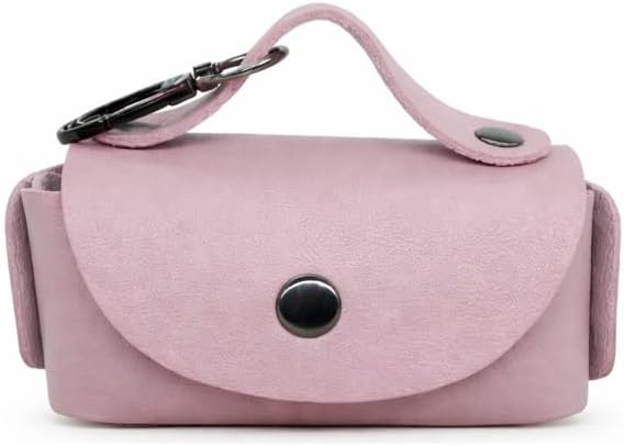 Pet Poop Bag Dispenser with Clip, Portable Waste Bag Holder, 5 Colors Available, 3.9 x 2.4 x 1.2 inches (Pink)