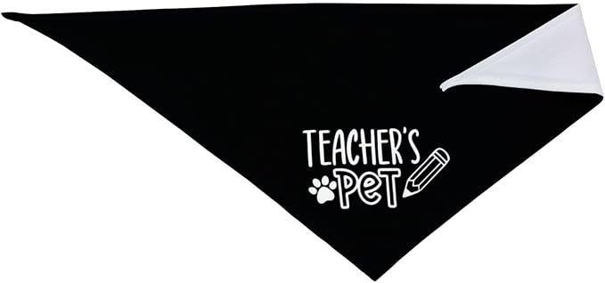 Teacher's Pet Dog Bandana,Funny Bandana Gift,Photo Prop Accessories for Dog Lovers Owner Gift,Triangle Reversible Fall Scarf, Adjustable (Black)