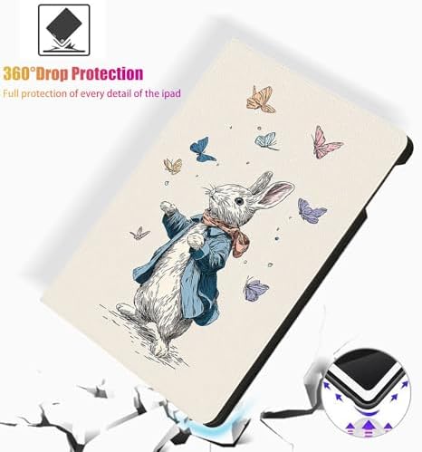 for Microsoft Surface Go 4/3/2/1-10.5" 2021 Tablet Case,Auto Wake/Sleep,Adjustable Stand Protective Cover - Butterfly Rabbit