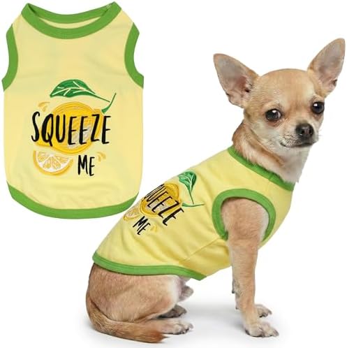 Parisian Pet Dog Shirt – 100% Cotton Shirts for Small Dogs - Sleeveless Puppy Vest – Lightweight and Breathable Pet Apparel – Pullover Summer Dog Clothes - Stretchy Funny T Shirts for Dogs