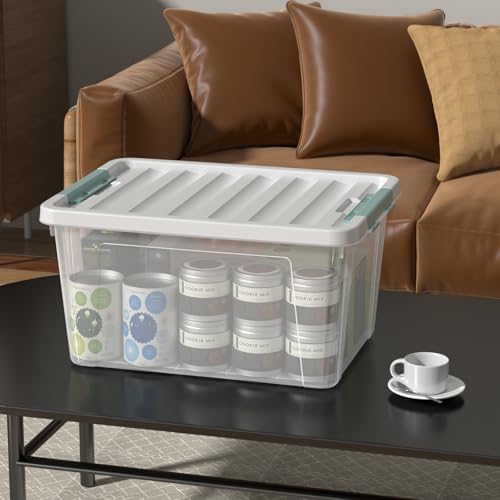Sandmovie 36 Quart Large Clear Storage Bins, Plastic Storage Box, 6 Packs