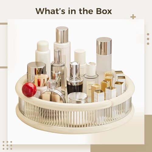 360° Rotating Vanity Organizer, Large Capacity Perfume Display Tray for Dresser, Transparent Multi functional Skincare Storage Holder, Round Countertop Cosmetic Accessory for Bathroom