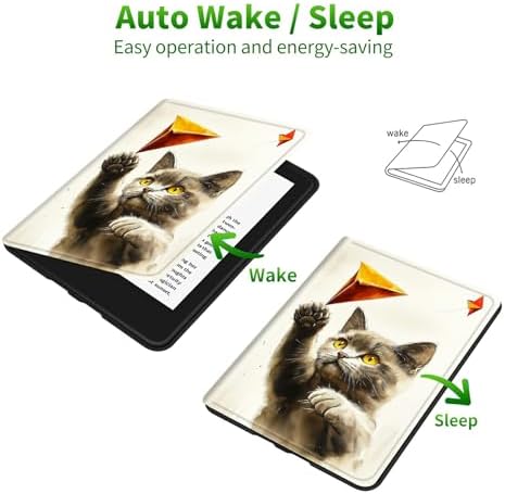 Case for Samsung Tab S10 Ultra/S9 Ultra/S8 Ultra 14.6" 2024/2023/2022 | Slim Leather Smart Cover with Multi-Angle Anti-Slip Stand [Auto Wake/Sleep] Shell for Women Men, Gray Cat Painting