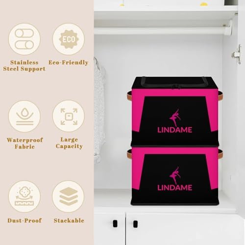 Custom Storage Basket with Zipper Lid, Ballet Foldable Fabric Storage Boxes Decorative Closet Shelves Clothes Organizer Container Cubes with Handle 1PCS