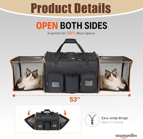Expandable 2 in 1 Pet Travel Crate with Rolling Double Wheels, Large Foldable Build and Removable Divider, Breathable Oxford Portable Outdoor Pet Gear