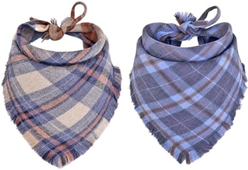 Fall Dog Bandana Autumn Thanksgiving Plaid Reversible Triangle Bibs Scarf
