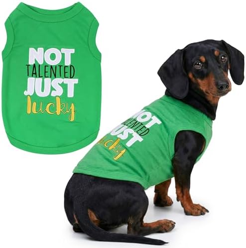 Parisian Pet Dog Shirt – 100% Cotton Green Shirts for Large Dogs – Sleeveless Puppy Vest – Lightweight and Breathable Funny Pet Apparel – St. Patrick’s Day Dog Clothes - Stretchy T Shirts for Dogs