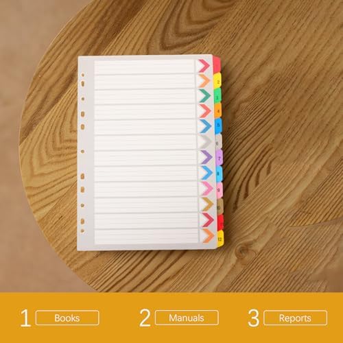 Uonlytech 12 Sheets Binder Dividers Tabs with Pet Paper Notebook Separators for Loose-Leaf Notebooks Household and Office Organizers Quick Reference Index Labels