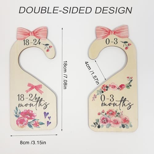 Baby Closet Dividers 8pcs Double-Sided Baby Clothes Dividers for Closet Wooden Nursery Decor for Gilrs Wardrobe-Ideal Baby Size Closet Organizer