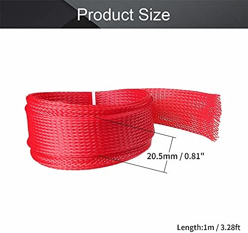 Othmro 1m/3.28ft PET Expandable Braid Cable Sleeving Flexible Wire Mesh Sleeve Red-Protect Cables from Pet Bites