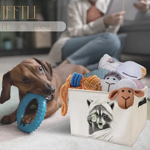 Funny Raccoon Bathroom Storage Bins Box, Raccoon Bathroom Decor, Raccoons Gifts Storage Basket Laundry Hamper with Handle for Bath Room Clothes Vanity Undersink Home Organization