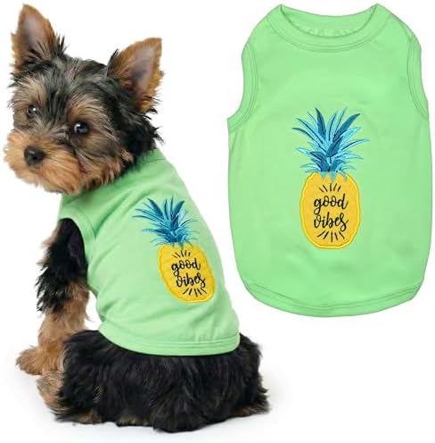 Parisian Pet Dog Shirt – 100% Cotton Shirts for Small Dogs – Tropical Sleeveless Pet Vest – Lightweight and Breathable Dogs Apparel – Cute Dog Clothes - Stretchy T Shirts for Pets