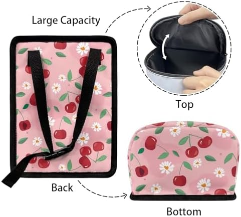 Car Trash Can with Lid - Leak-Proof Garbage Bin, Hanging Waste Basket, Interior Organizer Bag, Cherry Daisy