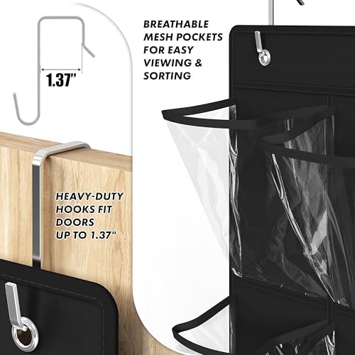 Simple Houseware 12 Pockets Large Over Door Shoe Organizer, 2 Pack, Black