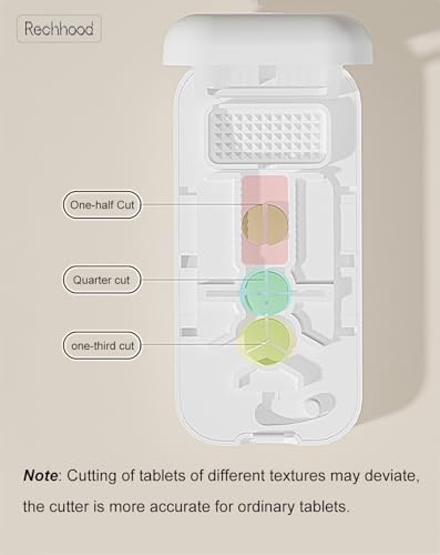 3-in-1 Pill Cutter 1/4 1/3 1/2 with Pill Storage Case, Stainless Steel Blade Cuts Pills Ideal for Cutting Vitamins and Pills (White)