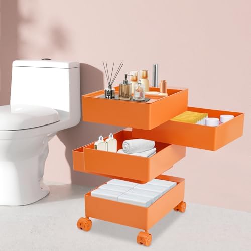 Storage Cabinet 360° Rotating Sofa Side Cabinet (Orange)