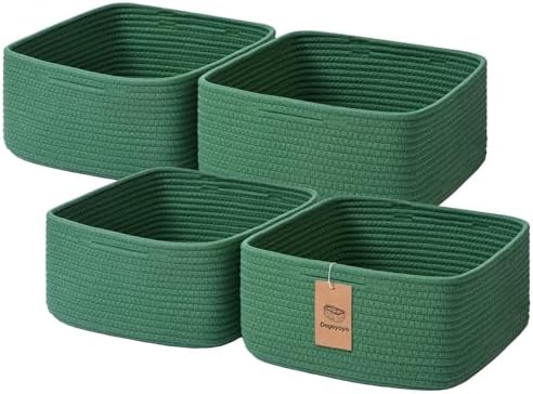 Storage Baskets for Shelves, 4 Pack Shallow Basket