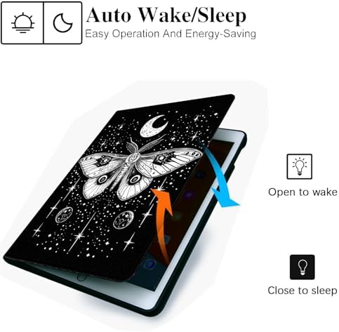 for Microsoft Surface Pro 7 Plus,Surface Pro 7/6/5/4 12.3" Tablet Case,Auto Wake/Sleep,Adjustable Stand Protective Cover - Moth Starry Sky