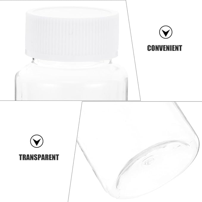 Generic 24pcs Ml Pet Plastic Medicine Bottle with Wide Mouth Opening and Visibility, Travel Pill Organizer Suitable for DIY Projects and Supplement Storage