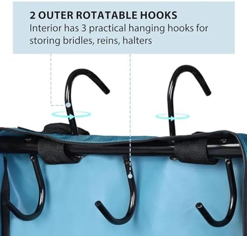 kowaku Bridle Bag,with 3 Prong Tack Rack Spacious Organizer Horse Tack Carry Bag, Horse Bridle Bag, for Harness, Bits, Headstalls, Blue