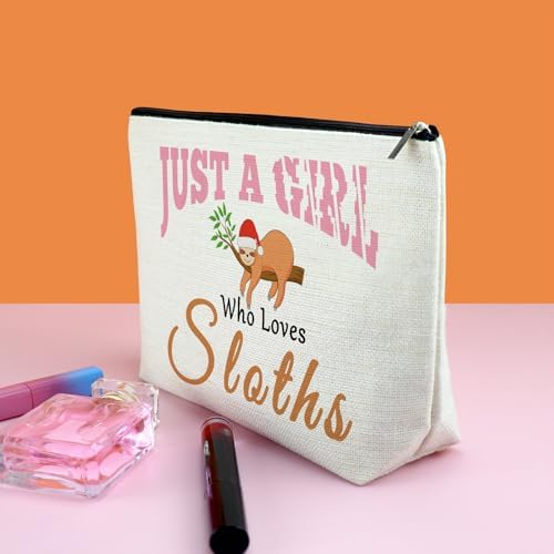 Sloth Gifts for Women Makeup Bag Gifts for Sloth Lover Wild Animal Themed Gift Ideas for Women Sister Daughter Mom Friend Wife Niece BFF Besties Christmas Birthday Present Cosmetic Bag with Zipper