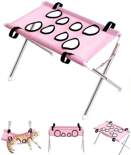 Pet Grooming Hammock, 8-Hole Polyester Mesh for Small Dog Cat Bath，Pink | Heavy-Duty Pet Bath Stool for Small & Medium Dogs, Home Salon Grooming, Washable Mesh, Joint Support & Restraint