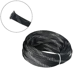 Othmro 32.8ft Length PET Flexible Expandable Braided Cable Sleeves 0.47in Width Wire Loom Sleeving and Organizer Flexible Wire Mesh Sleeves for TV Audio PC Computer Cords from Pet Chewing Black Silver