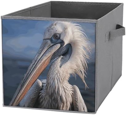 1PCS Foldable Storage Bins Realistic Pelican Printed Storage Container With Handle Large Capacity Storage Boxes Storage Cubes for Household Organization Shelves