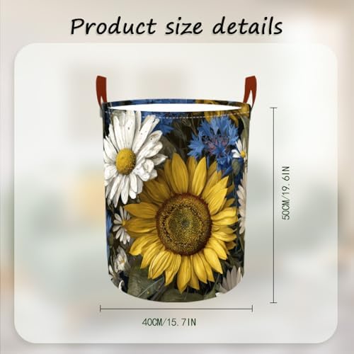 Laundry Basket 15.7x19.7 in Sunflower Daisy Hamper for Bedroom