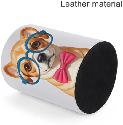 Round Pet Dog with Glasses Pen Holder for Home Office Studio Workshop
