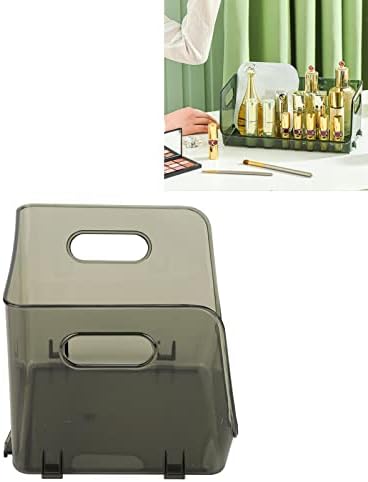 Transparent Stackable Storage Container with Double Handles Small PET Organizer for Office Bedroom Living Room Green (Small Transparent Green)